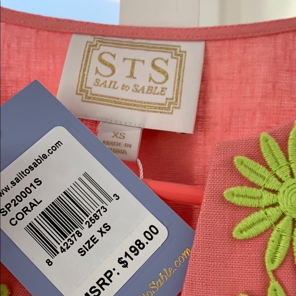 🎉NWT Sail to Sable Coral 🪸 Linen Dress - Embroidered Details 👗 - Picture 6 of 13